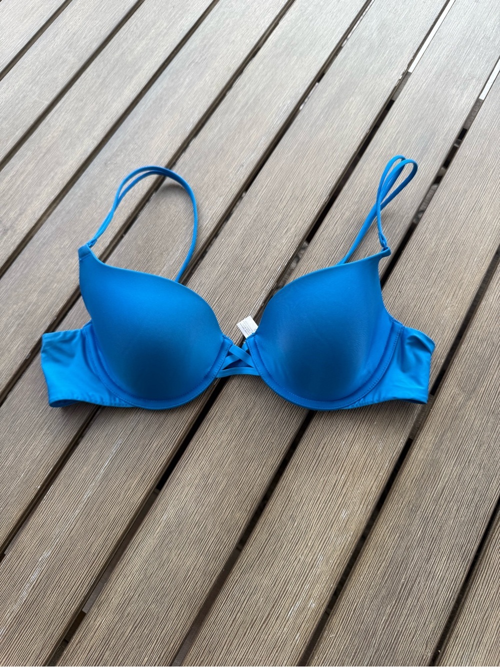 Victoria's Secret Push-Up Bra Blue Strappy Front Underwire T-Shirt Bra 36B